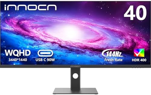 INNOCN 40C1R Ultrawide Monitor 40" WQHD 3440 x 1440p 144Hz FreeSync Premium HDR400 21:9 Computer Display 95% DCI-P3 500Nits IPS USB Type-C HDMI Tilt/Height Adjustable, Mountable by INNOCN