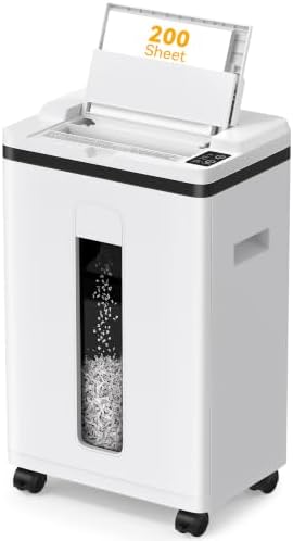 Paper Shredder 200-Sheet Auto Feed, Touchscreen Heavy Duty Shredders, 40 Min Non-Stop, P-5 Ultra Security Shredder for Home Office, Micro Cut with Wheels, 5.8 Gal Bin, <60 dB(OL288) by QUIETLEMON