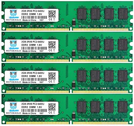 PC2 6400 DDR2 800MHz UDIMM RAM 8GB Kit (2GBX4) 2Rx8 PC2 6400U 2GB 1.8V Non-ecc Unbuffered Desktop Memory by motoeagle
