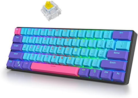 surmen 60% Wireless Gaming Keyboard 60 Percent RGB Backlit Hot-Swappable GT61 Mini Mechanical Keyboard Bluetooth Programmable (Gateron Yellow, Joker) by SURMEN