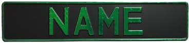 Custom Black on Black Nameplate Name Plate European License Home Decor Metal Art Personalized Front Delete Interior Funny Gift (Crystal green) by Handmade