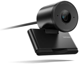Lenovo FHD Webcam, 1080p Resolution, 30 fps, Dual Noise-Cancelling Microphones, AI Noise Cancellation and Enhanced Image Quality, Physical Privacy Shutter, Microsoft Terms Certified, Black by LENOVO