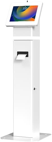 CTA Digital Deluxe Kiosk Floor Stand – Interactive Kiosk Floor Stand with Premium Tablet Enclosure, LED Light and Printer Compartment - for iPad, Galaxy & More Tablets - (PAD-IKPS) by CTA+Digital