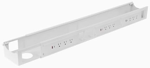 Desky Integrated Cable & Power Channel 9 Plugs White by Desky