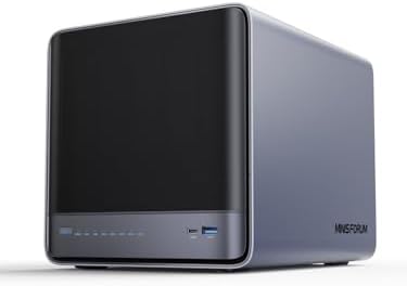 MINISFORUM N5 Air 5-Bay Desktop NAS, AMD Ryzen 7 255(8C/16T) CPU, 16GB DDR5, 64GB SSD, 1x 10GbE, 1x 5GbE, 2x USB4(8K), 8K HDMI, OCuLink, 3x M.2 Slots, PCIe x16 Slot, Network Attached Storage(Diskless) by MINISFORUM