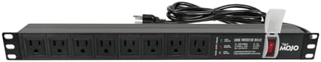 Tecmojo 1U Rack-Mount Horizontal 8-Outlet PDU, UL Listed PDU with Surge Protection LED Indicators 6ft Cord Power Distribution for IT and Network Server Racks(SKU# 13110801) by Tecmojo