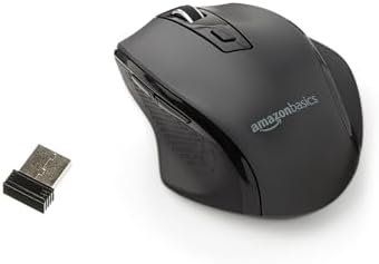 Amazon Basics Portable Wireless Computer Mouse, Ergonomic, 2.4 GHz Optical, DPI Adjustable, Easy to Use, Compatible With PC, Mac, Laptop, Black by AmazonBasics