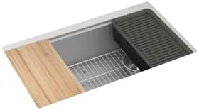 KOHLER Billings™ 32-1/2" Undermount Kitchen Sink, Single-Bowl, Workstation with Kitchen Sink Accessories, Neoroc, K-33710-PC-CM4, Matte Grey - Image 3