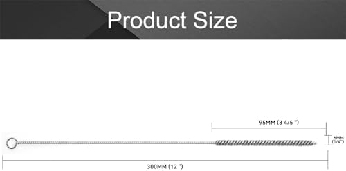12 Inch Pipe Cleaning Brush Set with Stainless Steel Bristles, Steel Wire Tube Brush Kit for Auto Parts Polishing, Machining, Bottles, Tubes, Etc.（6mm-2pcs） - Image 2