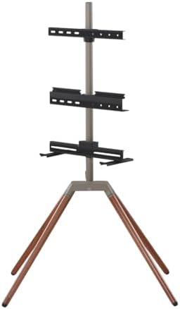 One For All Free-Standing Swivel Quadpod Universal TV Stand, Oak & Gun Metal Grey Color, WM7475 - Image 5