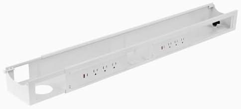 Desky Integrated Cable & Power Channel 6 Plugs White by Desky