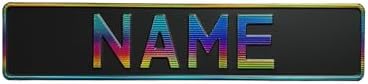 Custom Black on Black Nameplate Name Plate European License Home Decor Metal Art Personalized Front Delete Interior Funny Gift (Rainbow) by Handmade