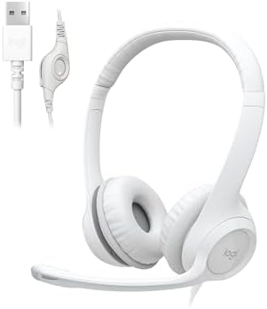 Logitech H390 Wired Headset PC/Laptop Stereo Headphones, USB-A, Off-White by Unknown