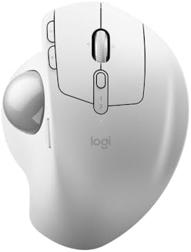 Logitech MX Ergo S Advanced Wireless Trackball Mouse, USB-C Rechargeable Wireless Ergonomic Mouse with Bluetooth and Encrypted Dongle, 6 Programmable Buttons, for PC/Mac - Pale Grey by Unknown