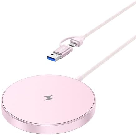 BENFEI Magnetic Wireless Charger Compatible with MagSafe for iPhone 17/16/15/14/13/12, Aluminum, up to 7.5W, 1.5m Cable by BENFEI