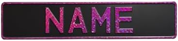 Custom Black on Black Nameplate Name Plate European License Home Decor Metal Art Personalized Front Delete Interior Funny Gift (Crystal purple) by Handmade
