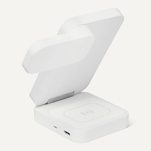 Amazon Basics MagSafe Compatible 25W Fast Charging Qi2.2 Certified 3-in-1 Wireless Charging Station, Foldable Stand for iPhone 17/16/15/14/13/12, Apple Watch, AirPods, with 45W Adapter, White - Image 3