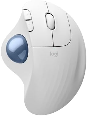 Logitech Ergo M575S Wireless Bluetooth Trackball Mouse- Off-White Blue Ball by Unknown