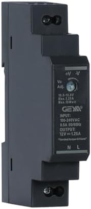 Ultra Slim Step-Shape 1SU DIN Rail Power Supply, 12V 1.25A 15W GPHDR-15-12 for Industrial Automation, Communication Base Stations, Data Centers and Medical Equipment by IGOYE