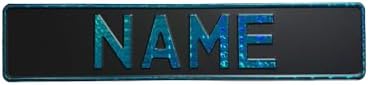 Custom Black on Black Nameplate Name Plate European License Home Decor Metal Art Personalized Front Delete Interior Funny Gift (Crystal blue) by Handmade