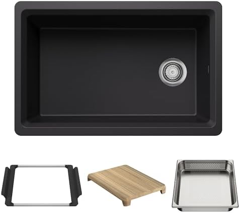 BLANCO Inteos SILGRANIT 30" Single Bowl Workstation Kitchen Sink Coal Black by BLANCO