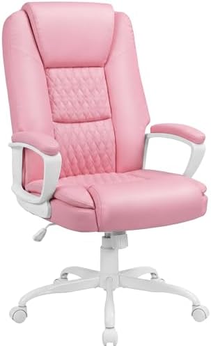 Executive Office Chair, Home Computer Desk Chair, PU Leather, Pink by HomeOfficePro
