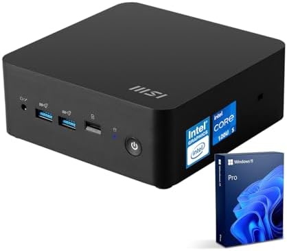 msi Cubi NUC Business Mini Desktop, 10-Core Intel Core 5 120U Processor, 16GB DDR5 RAM, 256GB SSD, Support 4-Monitor 4K, Thunderbolt 4, HDMI, MicroSD Card Reader, Wi-Fi 6, Windows 11 Pro by Unknown