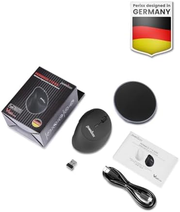 Perixx PERIMICE-719RX Wireless 2.4G Rechargeable Ergonomic Mouse - Duo Wired and Cordless Charging Feature - Wireless Charger Included - Black - Image 6