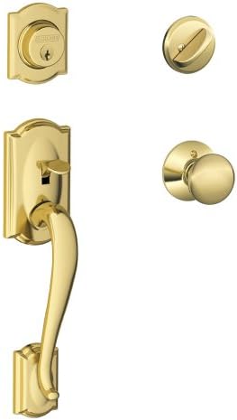 SCHLAGE Camelot Single Cylinder Handleset and Plymouth Knob, Bright Brass (F60 CAM 505 PLY 605) by Unknown
