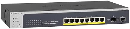 NETGEAR 10-Port PoE Gigabit Ethernet Smart Switch (GS510TPP) - Managed, with 8 x PoE+ @ 190W, 2 x 1G SFP, Desktop or Rackmount by NETGEAR