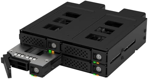Kingwin U.2/U.3 NVMe Mobile Rack Cage with SlimSAS Connector for 5.25” Bay – Support PCIe 4.0 Hot-Swappable SSD Enclosure for Seamless Data Transfer and Storage Expansion by KWI-Kingwin