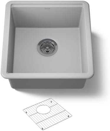 KOHLER Billings 18" Undermount Bar Sink, Single Bowl, Neoroc Composite, Matte Finish, Compact Prep Sink for Wet Bar or Kitchen Island, Matte Grey, K-33711-CM4 by Unknown
