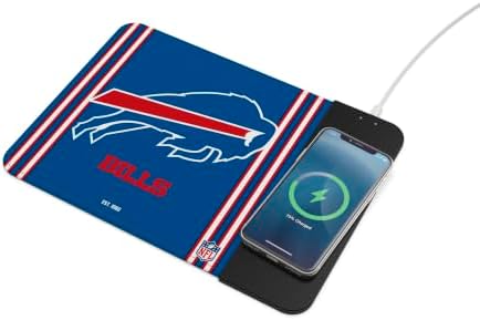 SOAR NFL Official Established Primary Logo Wordmark Home Office Wireless Charging Mouse Pad Mat 11.8" x 8.6" (Buffalo Bills) by SOAR