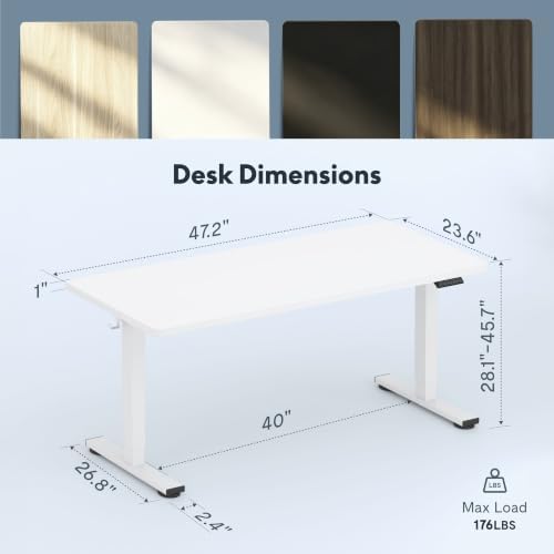 FLEXISPOT 48"x24" Electric Standing Desk, White - Image 2