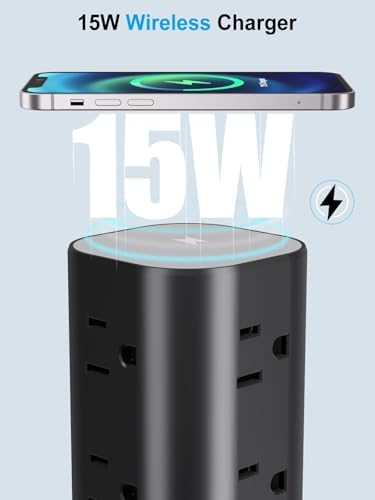 Power Strip Tower with Wireless Charger,Surge Protector with 12 Outlets - Image 4