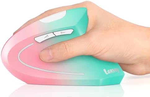 Lekvey Ergonomic Mouse, Rechargeable Wireless Vertical Mouse, Pink Green by Lekvey