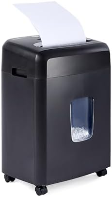 Amazon Basics 12 Sheet High Security Micro Cut Paper, Credit Card and CD Shredder with 6 Gallon Easy Emptying Bin, Casters, Black by AmazonBasics