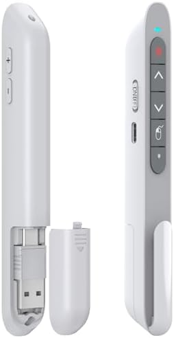DINOSTRIKE White Presentation Clicker with Air Mouse Control, USB Type C Wireless Presenter Remote Clicker for Powerpoints Slide RF 2.4GZ Slide Advancer for Computer Laptop Mac - Image 6