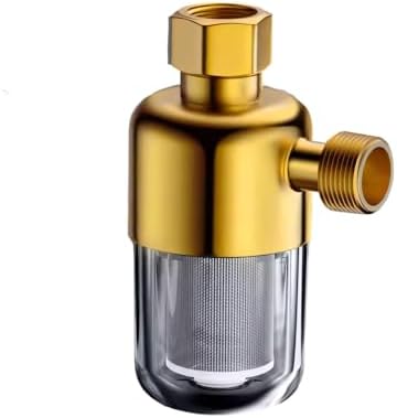 Washing Machine Water Filter, 40 Micron Reusable Brass Inline Sediment Filter, Anti-Scale Hose Pre-Filter for Water Heater, RV, and Toilet Bidet (L Port) by DONGKER