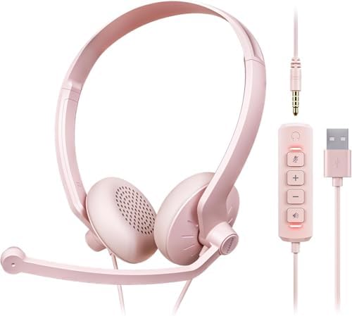 FEABASK Wired USB Headset with Microphone for PC Clear Sound by FEABASK