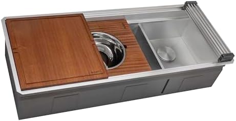 Ruvati 45-in Double Bowl Two-Tier Workstation Kitchen Sink - RVH8253 - Image 4