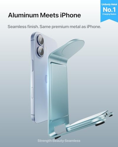 Intoval Aluminum 3 in 1 Wireless Charging Station for iPhone 17 16 15 14 13 12 11 Pro Max XR, Wireless Charger for Apple Watch 11 10 9 8 7 Ultra SE 3 2, Phone Charger for AirPods 4 Pro 2 3 (Blue) - Image 2