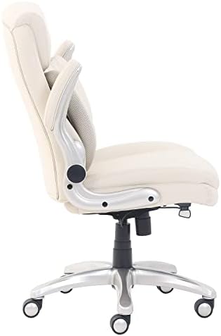 Amazon Basics Ergonomic Executive Office Desk Chair with Flip-up Armrests and Adjustable Height, Tilt and Lumbar Support, Cream Bonded Leather, 29.5"D x 28"W x 43"H (Previously AmazonCommercial brand) - Image 3