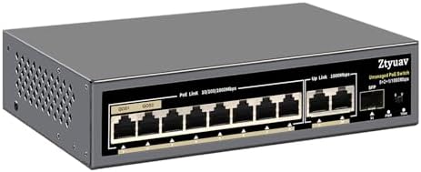 11-Port Full Gigabit Unmanaged PoE Switch with 8 PoE+ Ports @120W, 2 Uplink and 1 SFP Slot-IEEE802.3af/at, QoS, PD Auto-Detection, 6KV Protection, VLAN Mode, Metal Fanless Plug and Play by ProfessionalNetworkSwitchManufacturer