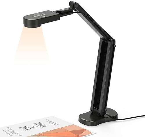4K USB Document Camera for Teacher, 8MP Webcam & Visualiser for A3 Size with Dual Microphones, 3-Level LED Light, Image Invert, Foldable for Live Demo, Work with Windows, macOS and Chrome OS by KitchbaiUSBDocumentCamera