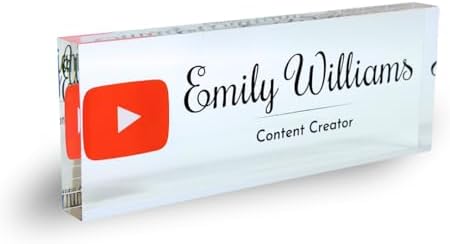 Customized Clear Acrylic Thick 8x3" Desk Name Plate Block with Personalized Logo - Professional Office Decor - Customized Acrylic Plate Gift for Teacher Co-workers (Logo (Clear Background)) by ClickedCraft
