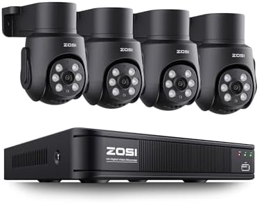 ZOSI 8CH 5MP Security DVR System with 4 x 2MP Pan Tilt Audio Camera, NO HDD by ZOSI