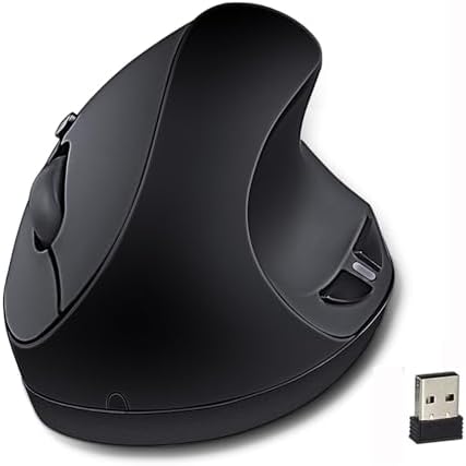 SUNGI Ergonomic Wireless Vertical 2.4GHz Optical Mouse for Right Hand,Black by Unknown