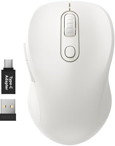 WisFox 2.4GHz Wireless Mouse for Laptop, Ergonomic 6-Button, White by Bringyouqualityproducts