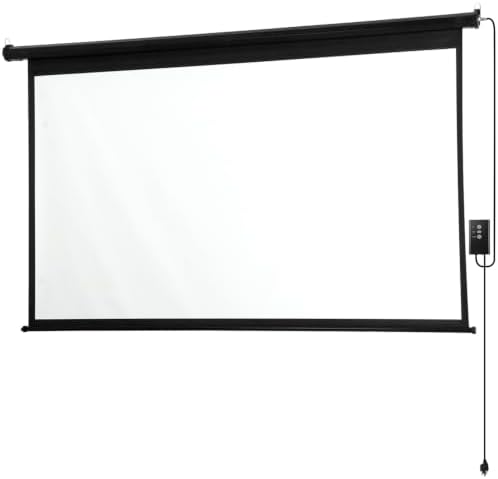 SUPER DEAL 92'' 16:9 HD Motorized Projection Screen with Remote Control, Foldable Anti-Crease Portable Projector Movie Screen for Home Theater Education Outdoor Indoor Public Display, Black - Image 2